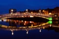 Ha'penny bridge in Dublin at night. Ireland