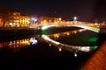 Ha`penny Bridge and the north banks of the river Liffey in Dublin City Centre at night Royalty Free Stock Photo