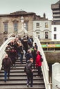 The Ha`penny Bridge, officially the Liffey Bridge, is a pedestrian bridge built in May 1816 over the River Liffey in Dublin, Irela Royalty Free Stock Photo