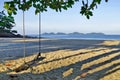 Haad Farang beachon Mook island early in the morning with Kradan island in the background