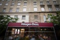 Haagen Dazs logo in front of their local shop and restaurant in Zagreb. Haagen Dazs is an american ice cream manufacturer and sell Royalty Free Stock Photo