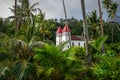 Haapiti church in Moorea island jungle, landscape Royalty Free Stock Photo