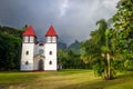 Haapiti church in Moorea island jungle, landscape Royalty Free Stock Photo