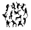 Haappy andCool Hip Hop Dancer Silhouettes Royalty Free Stock Photo