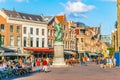 HAARLEM, NETHERLANDS, AUGUST 8, 2018: Statue of Laurens Janszoon Coster on Grote Markt in Haarlem, Netherlands, Netherlands