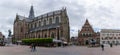 Panorama view of the busy Grote Markt Square in the historic city center of Haarlem