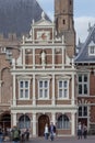 HAARLEM, NETHERLANDS - Oct 05, 2014: Historic city hall and central market square in Haarlem Royalty Free Stock Photo