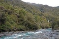 Haast river and thunder creek fall in New Zealand Royalty Free Stock Photo