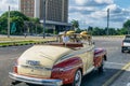 HABANA, CUBA - APRIL 5, 2016: Colourful old car in city street. Royalty Free Stock Photo