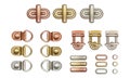 Metal twist locks for bags. Loops and rings