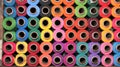 Haberdashery cotton spools many rainbow colors shop display