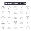 Haberdashery line icons for web and mobile design. Editable stroke signs. Haberdashery outline concept illustrations