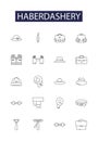 Haberdashery line vector icons and signs. background, textile, craft, sewing, fashion, thread, tailor,needle outline