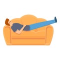 Habit rest on sofa icon, cartoon style Royalty Free Stock Photo