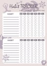 The habit tracker form. Executed on a light purple background.