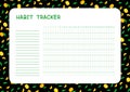 Habit tracker for month flat vector template. Planner page with mandarins and leaves layout