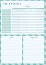 Habit Tracker, Notes, Reminders, Green, Blank Monthly Template Blank notebook page A4