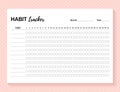 Habit tracker template. Habit diary layout for month. Vector illustration