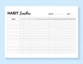 Habit tracker template. Layout of habit diary. Vector illustration