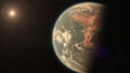 Habitable Earth Like Planet with Two Moons and Sun in Space - Livable Exoplanet with Dual Moon Orbiting Red Dwarf System
