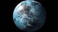 Habitable exoplanet similar to Earth and suitable for human life. Planet in space with water and greenery. Concept of