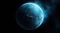 Habitable exoplanet similar to Earth and suitable for human life. Planet in space with water and greenery. The discovery