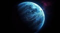 Habitable exoplanet similar to Earth and suitable for human life. Planet in space with water and greenery. The discovery