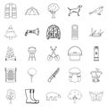 Habitat of animals icons set, outline style