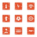 Habitat icons set, grunge style