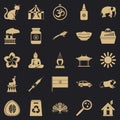 Habitat icons set, simple style