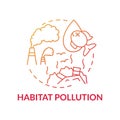 Habitat pollution red gradient concept icon