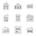 Habitation icons set, outline style