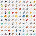 100 habits icons set, isometric 3d style Royalty Free Stock Photo