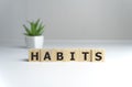 habits - word from wooden blocks with letters, Regular tendency or practice Routine, regularly acts concept