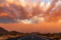 Haboob dust storm in the Arizona desert at sunset Royalty Free Stock Photo