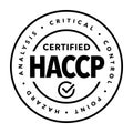 HACCP hazard analysis critical control point, food safety certified vector badge icon logo