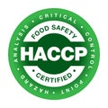 HACCP hazard analysis critical control point, food safety certified vector badge icon logo