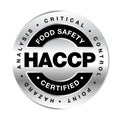 HACCP hazard analysis critical control point, food safety certified vector badge icon logo