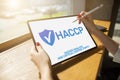 HACCP - Hazard Analysis and Critical Control Point. Standard and certification, quality control management rules Royalty Free Stock Photo