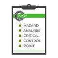 HACCP. Hazard analysis critical control points icon. Vector logo template. Certificate form