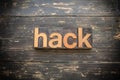 Hack Concept Vintage Wooden Letterpress Type Word Royalty Free Stock Photo