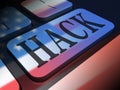 Hack Keyboard Key Shows Russian Hacking 3d Illustration