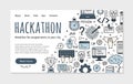 Hackathon or datathon landing page in Doodle style