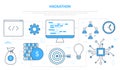 Hackathon development concept with icon set template banner with modern blue color style
