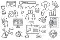 Hackathon doodle icons set of programming and develop software Royalty Free Stock Photo