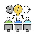 hackathon fintech development color icon vector illustration