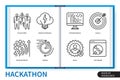 Hackathon infographics linear icons set