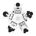 Hackathon programming group top view outline illustration Royalty Free Stock Photo