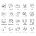 Hackcers icons set. Cyber security and crime technology simple line vector illustrations