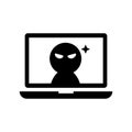 Hacked computer  laptop vector icon illustration Royalty Free Stock Photo